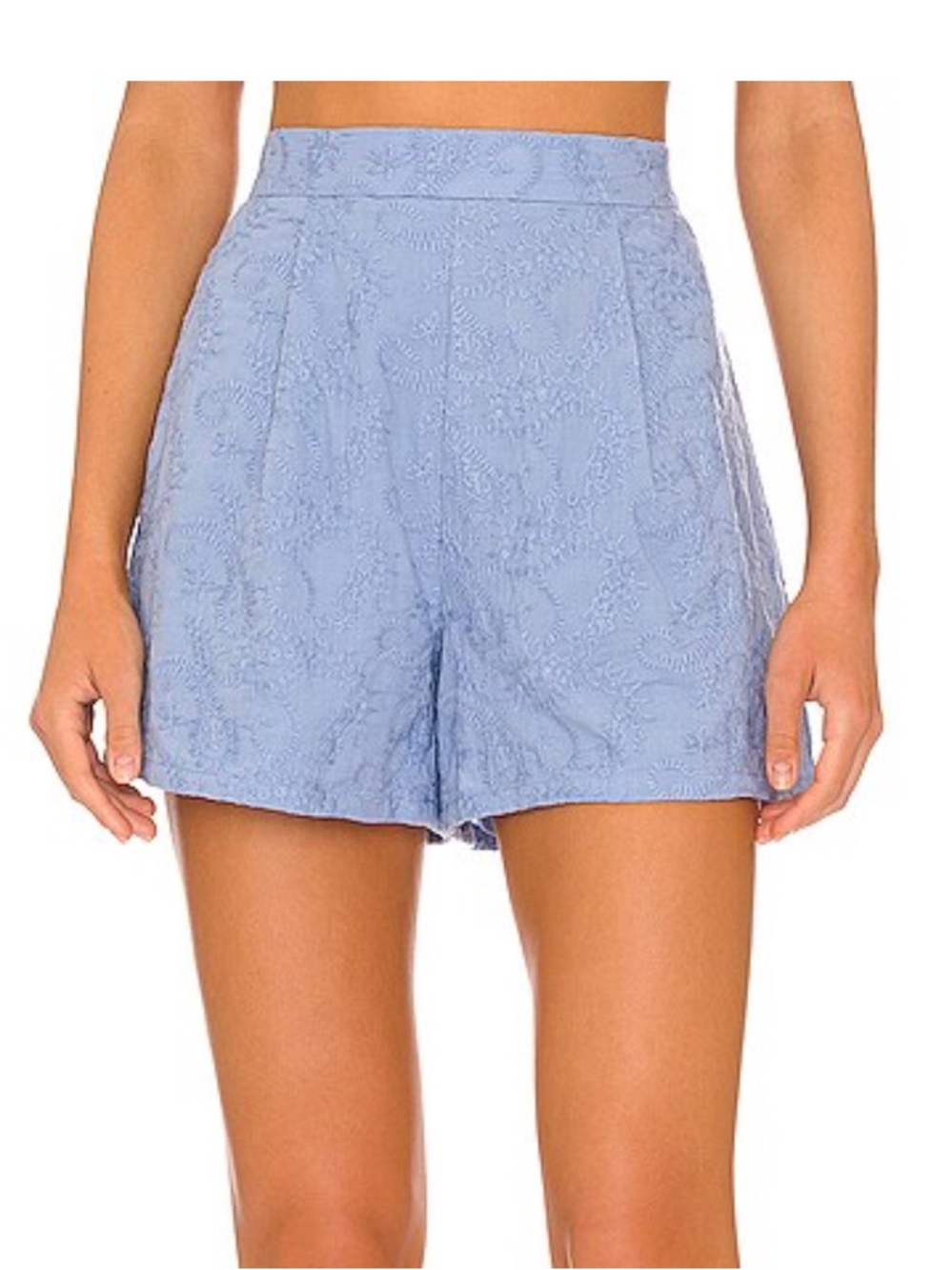MINKPINK Light Blue Cotton Embroidered Geneva Shorts Size Large